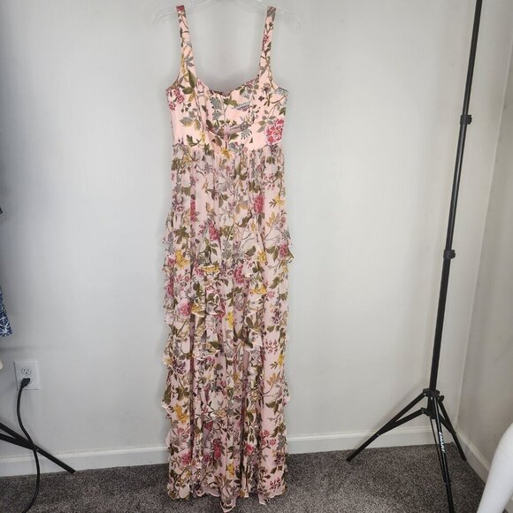 NWT Cinq a Sept Xiomara Floral Dress Gown Soft Pink Multi Size 6 - Picture 7 of 17